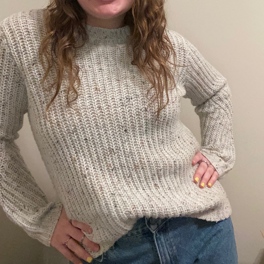 A New Day beige and cream chunky knit sweater sz L